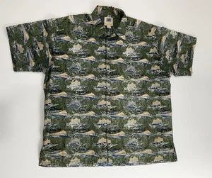 Camicia hawaiana vintage Kahala artigianale XL 100% cotone verde pesce marlin - Foto 1 di 11