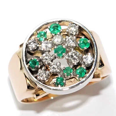 Ring Gold Smaragd 0,32ct. Diamanten 0,36ct. 750/18K bicolor Gr. 59/18,8mm 8,8gr - Bild 1 von 4