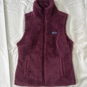 Gilet in pile sherpa Patagonia Worn Wear Los Gatos donna S viola tasche full zip - Foto 1 di 8