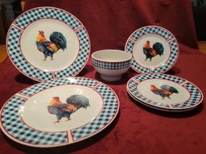 Country Rooster Pattern Dinnerware.  6 piece set. - Picture 1 of 8
