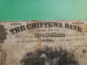 Very Nice Pepin WI Obsolete Chippewa Bank 1856 - Picture 1 of 6