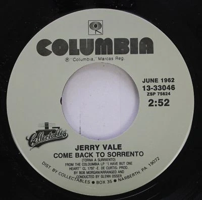 Rock 45 Jerry Vale - Come Back To Sorrento / 'O Sole Mio On Columbia - Image 1 of 2