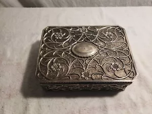 Godinger Scatola Gioielli Vintage Placcato Argento Sterling Ornato Floreale In rilievo - Foto 1 di 2