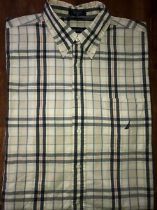 Men's Nautica Long Sleeve Multi Color Plaid Button Front Shirt Size XL