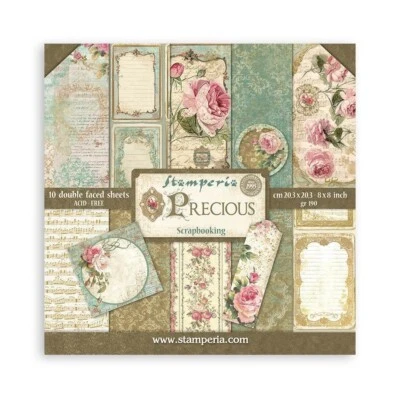 Stamperia 8" x 8" Double Sided Paper Pad 10 Sheets - Precious Collection - Image 1 of 2