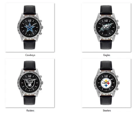 NFL Men's Watch Black Face Letterman Style -Select- Team Below Cover