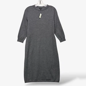 NWT TALBOTS Sweater Dress Pure Merino Wool Gray Stretch Knee Length Mp Knit - Picture 1 of 13