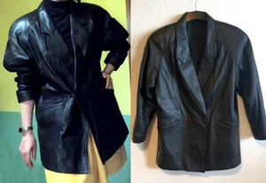 vintage Echtleder, Trachtenjacke,Damen echt Leder Jacke Schwarz Gr: 40 - Bild 1 von 10