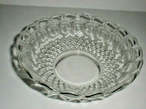 McKee Clear Pressed Glass PLYMOUTH THUMBPRINT 10" Round Serving Salad Fruit Bowl - Picture 1 of 4
