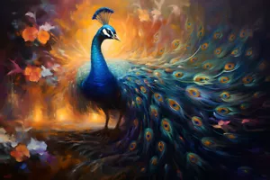 Majestic Peacock Birds Animals Canvas Print Painting Picture Wall Art Home Decor - Picture 1 of 6