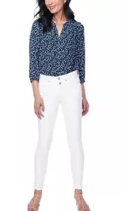 NWT NYDJ Women's Ami Mock Button Fly Skinny Jeans, Optic White, Size 14 - Picture 1 of 6