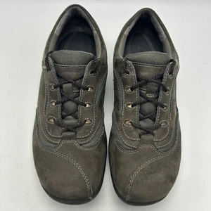 Clarks In Motion Suede Walking Shoes Woman 7.5 M Leather Green-Gray Lace Up Read - Picture 1 of 8
