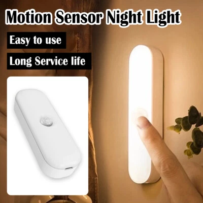 10 cm LED-Nachttischlampe mit Bewegungsmelder Kleiderschrank Schrank USB Tisch - Bild 1 von 4
