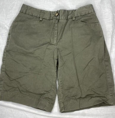 Pantalones Cortos Lands' End Mujer Talla 2 Verde Oliva Calce 2 Bermudas Tiro Alto con Bolsillos Foto 1 de 4