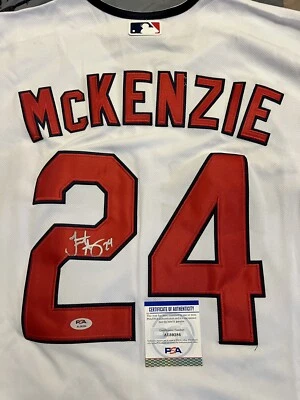 TRISTON McKENZIE Signed Autographed Auto Cleveland Guardians Jersey (PSA DNA) - Image 1 of 4