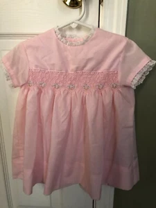 Vintage Polly Flinders Kleid 4 T Kleinkind rosa gesmokt Top Zustand! - Bild 1 von 4