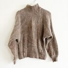 Vtg I.B. Diffusion Womens Sweater High Neck Silk Angora Blend Pebble Beige L