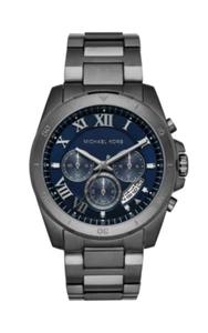 Michael Kors Brecken Gunmetal Navy Blue Dial Stainless Steel 44mm MK8582 NEW - Picture 1 of 2