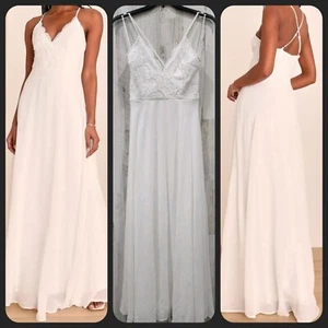 Maxi abito in pizzo bianco LULUS Madalyn**colore e stile splendidi taglia LARGE**NUOVO SENZA ETICHETTE** - Foto 1 di 10