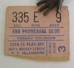 1974-75 N.Y. ISLANDERS Playoff Ticket Stub, Nassau Coliseum, Home game 3 - Picture 1 of 2