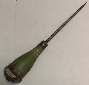 Antike Ahle Eispickelbrecher Holzgriff Metall Kopf Top Kappe 8 1/2" Vintage alt - Bild 1 von 7