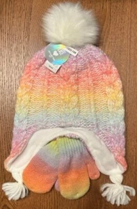The Children's Place Toddler Rainbow Pom Hat and Mittens Set - 4-5T - Picture 1 of 3