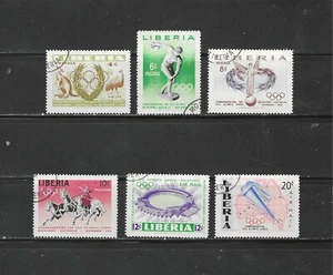 LIBERIA , 1956 , 16th OLYMPICS , SET OF 6 STAMPS , PERF , CTO/VLH - Picture 1 of 1