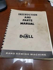 Máquina de sierra de contorno original DoAll manual para propietarios (sierra de cinta) V26 V36 y V60 - Imagen 1 de 6