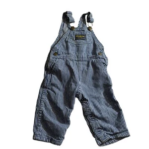 Vintage Oshkosh Bgosh Railroad Overalls 12 Month Blue Striped Vestbak USA - Picture 1 of 4