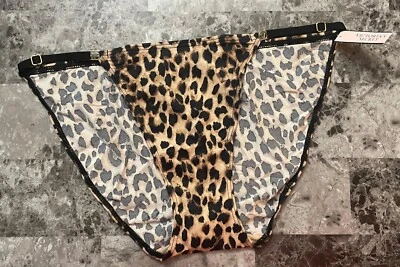 NEU MIT ETIKETT VICTORIA'S SECRET STRING-BIKINIHÖSCHEN LEOPARD GLATT GOLD VERSTELLBARE TRÄGER - Bild 1 von 3
