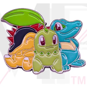 Pokemon Pin Soft Enamel Collectible Gen 2 Starters CHIKORITA CYNDAQUIL TOTODILE - Picture 1 of 5