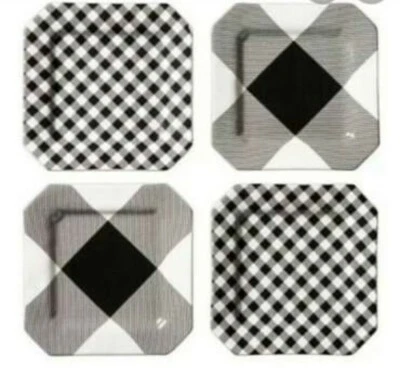 Juego de OCHO platos de aperitivo Adam Lippes blanco y negro **NUEVO** Foto 1 de 3