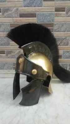 Christmas MEDIEVAL ROMAN HELMET ROMAN REENACT HELMET WITH BLACK PLUME HELMET - Image 1 of 4