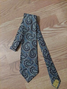 Vintage Paisley Metallic Gold Black Gray Custom Cravatieur Tie Necktie 34 Bling! - Picture 1 of 3