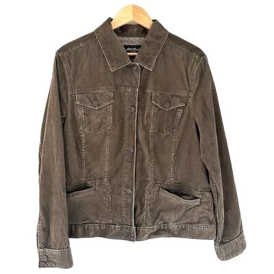 Chaqueta de pana con botones Eddie Bauer para mujer caqui verde oliva talla XL Foto 1 de 4