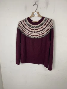 Banana Republic Women's M Maroon Fair Isle Nordic Wool Blend Sweater Pullover - Picture 1 of 9