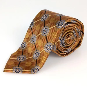 JZ Richards Boulder Herren Seidenkrawatte braun gold orange blau gemustert geometrisch - Bild 1 von 7
