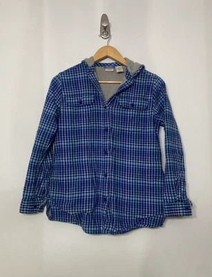 L.L. Chaqueta con capucha y botones de franela Bean Youth a cuadros para niños grande 14-16 polar Foto 1 de 4