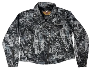 Vintage Harley Davidson Classic Motorrad Jacke 2002 Damen XL All Over Print - Bild 1 von 11