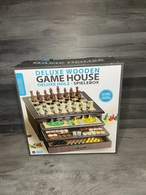 Deluxe Wooden Game House: 10 Games  Chess,Draughts,Backgammon And Others  - Image 1 of 4