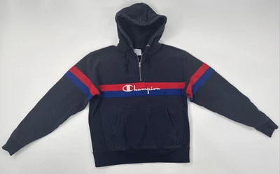 Sudadera con Capucha Vintage Champion Tejido Inverso Para Hombre Grande 1/4 Cremallera Acanalada EE. UU. Foto 1 de 4