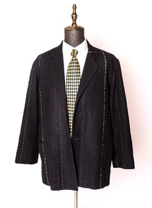 Yohji Yamamoto Pour Homme Size 3 / M Black Textured Striped Blazer Jacket - Picture 1 of 10