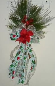 CINTAS CORONA PUERTA NAVIDAD ARCOS VERDES ARTIFICIALES BRILLO HECHO A MANO - Imagen 1 de 1