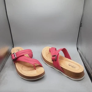 Clarks Brynn Madi Thong Sandals Women's 9M Fuchsia Leather A35 - Picture 1 of 11