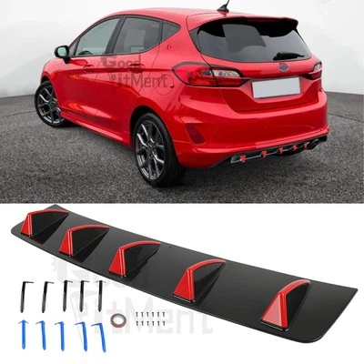 For Ford Fiesta Hatchback Black/Blue/Red Car Rear Diffuser Shark Fins 3-Colors - image 1 of 4