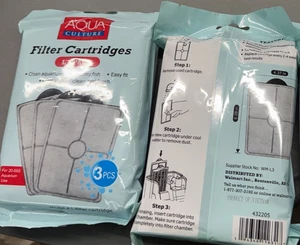 4 Packs Of Aqua Culture Filter Cartridges Model L - 3  For 20-55G Aquarium Use - Picture 1 of 1