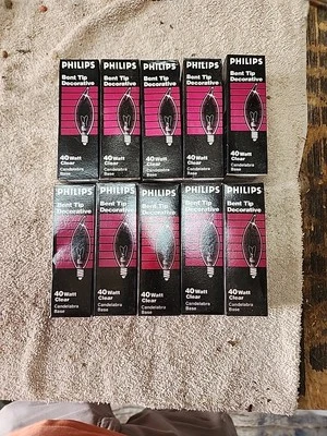 Lote de 10 - Cuenta Philips 40 vatios llama decorativa bombilla transparente base pequeña  Foto 1 de 3