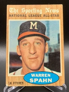 1962 Topps Sporting News NL All Star HOF Warren Spahn #399 Braves Vintage GD-VG - Picture 1 of 9