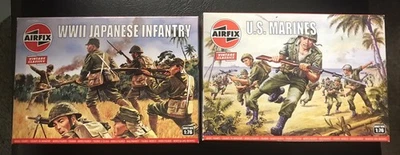 Airfix 2 Lote Escala 1/76 Segunda Guerra Mundial Infantería Japonesa 48 Piezas vs Segunda Guerra Mundial Marines de Estados Unidos 45 Piezas Nuevo Foto 1 de 4