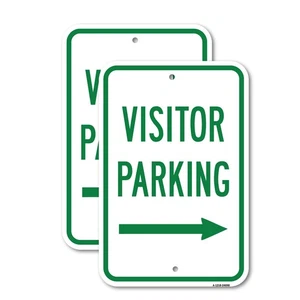 Visitor Parking With Right Arrow Heavy Gauge Aluminum Parking Sign - Picture 1 of 10